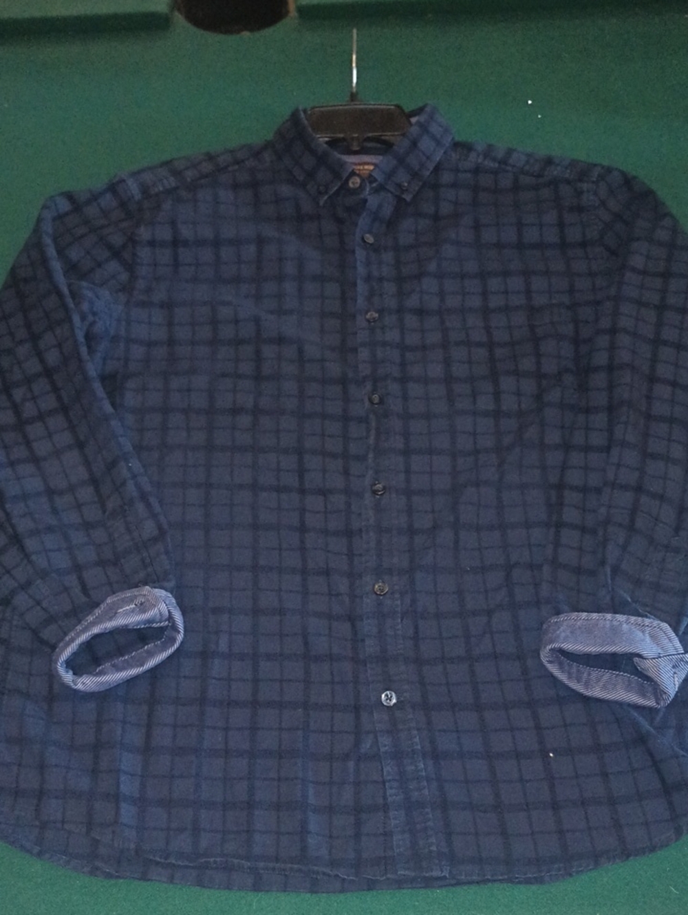 Johnston & Murphy Navy Blue Plaid Button-Down Shirt
